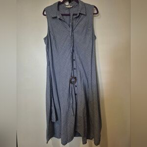 PARALLEL SKIES XL STRIPED DRESS BLUE & WHITE LONGER LENGTH